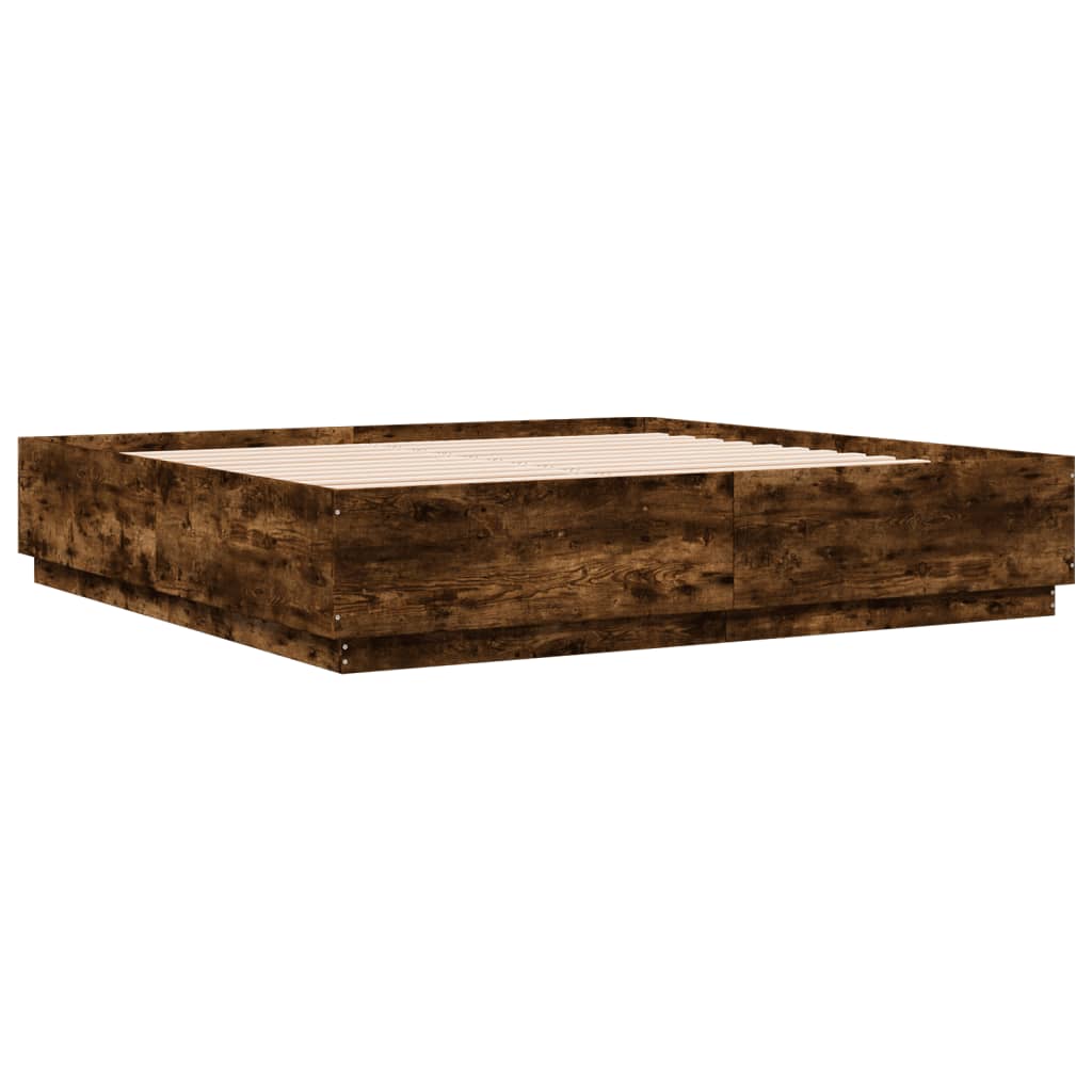 Bedframe Met Led-Verlichting Gerookt Eikenkleurig 200X200 Cm