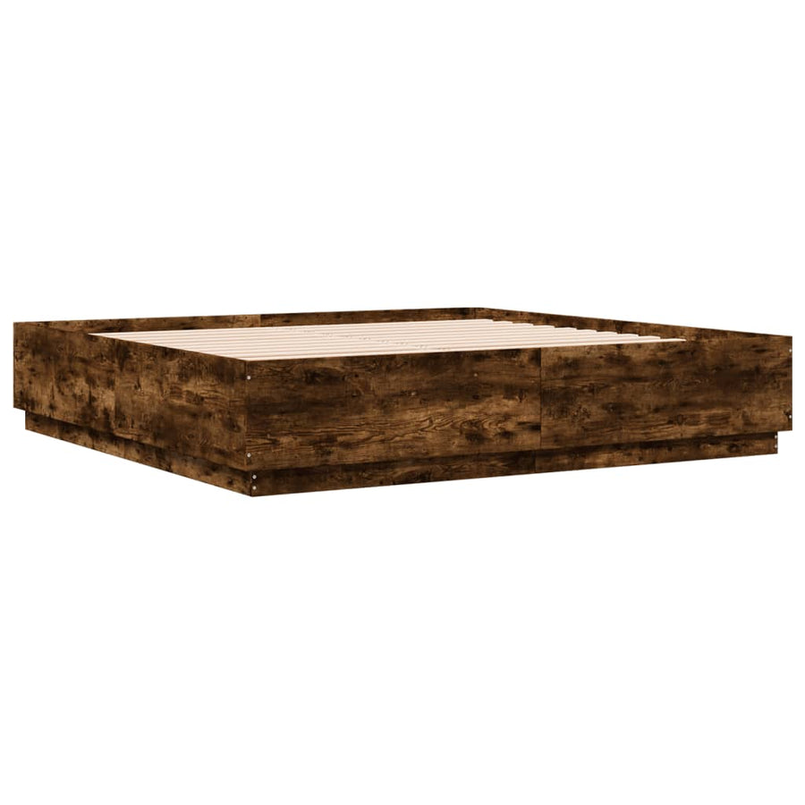 Bedframe Met Led-Verlichting Gerookt Eikenkleurig 200X200 Cm