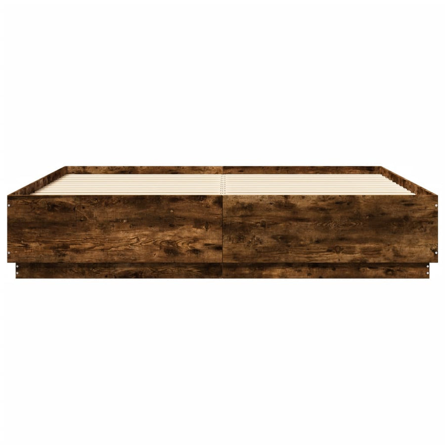 Bedframe Met Led-Verlichting Gerookt Eikenkleurig 200X200 Cm