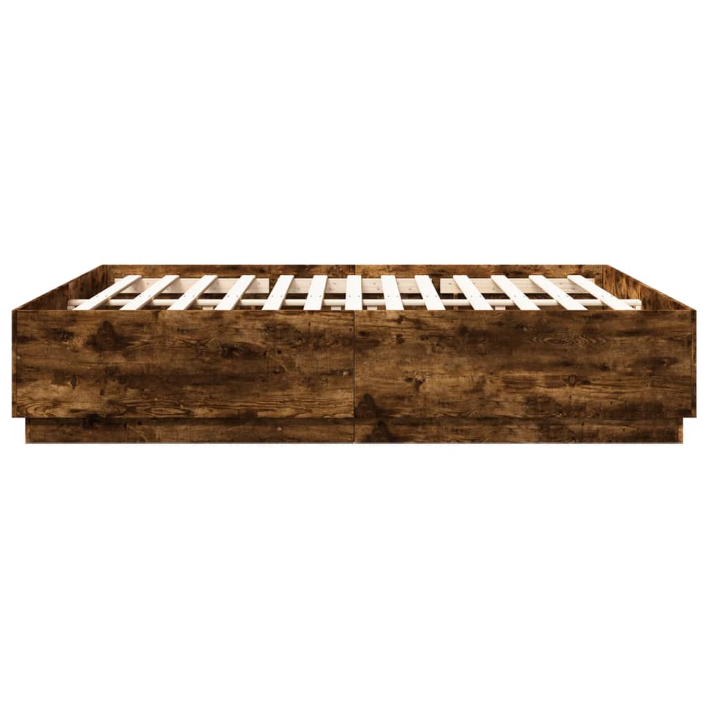 Bedframe Met Led-Verlichting Gerookt Eikenkleurig 200X200 Cm