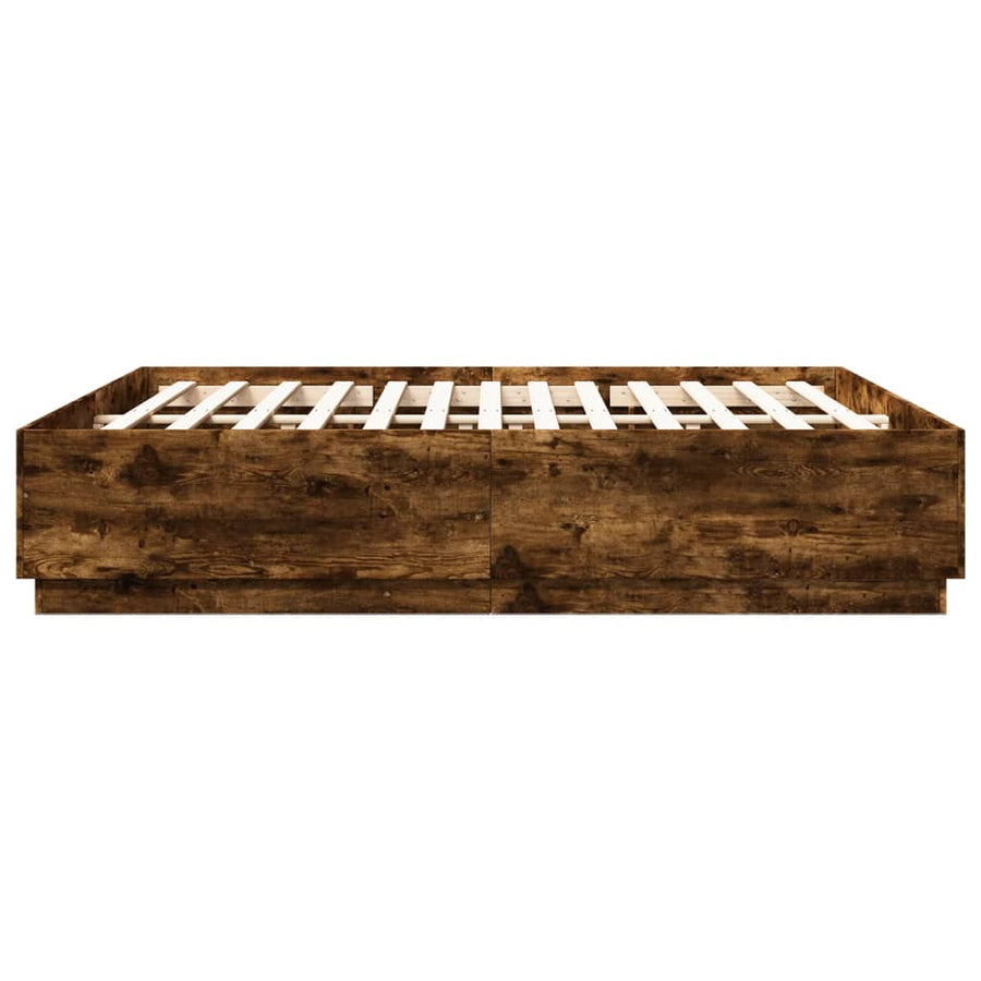 Bedframe Met Led-Verlichting Gerookt Eikenkleurig 200X200 Cm
