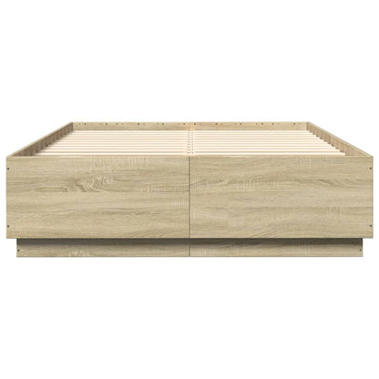 Bedframe Met Led-Verlichting Sonoma Eikenkleurig 160X200 Cm Donkerbruin