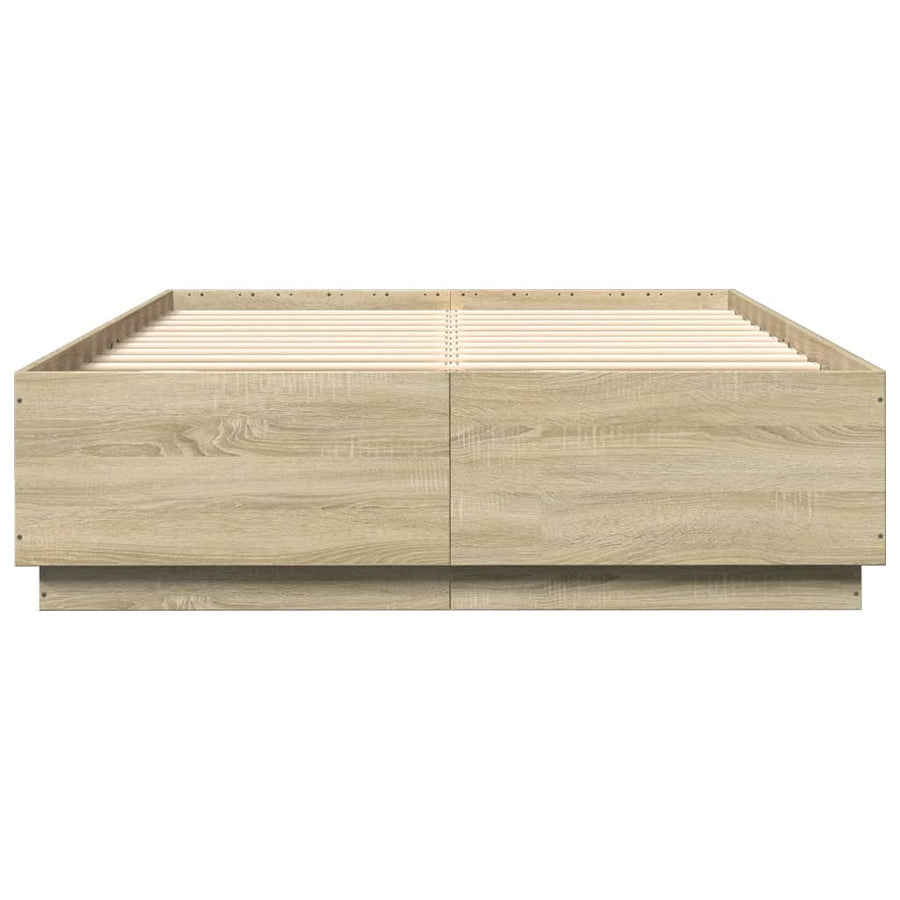 Bedframe Met Led-Verlichting Sonoma Eikenkleurig 160X200 Cm Donkerbruin
