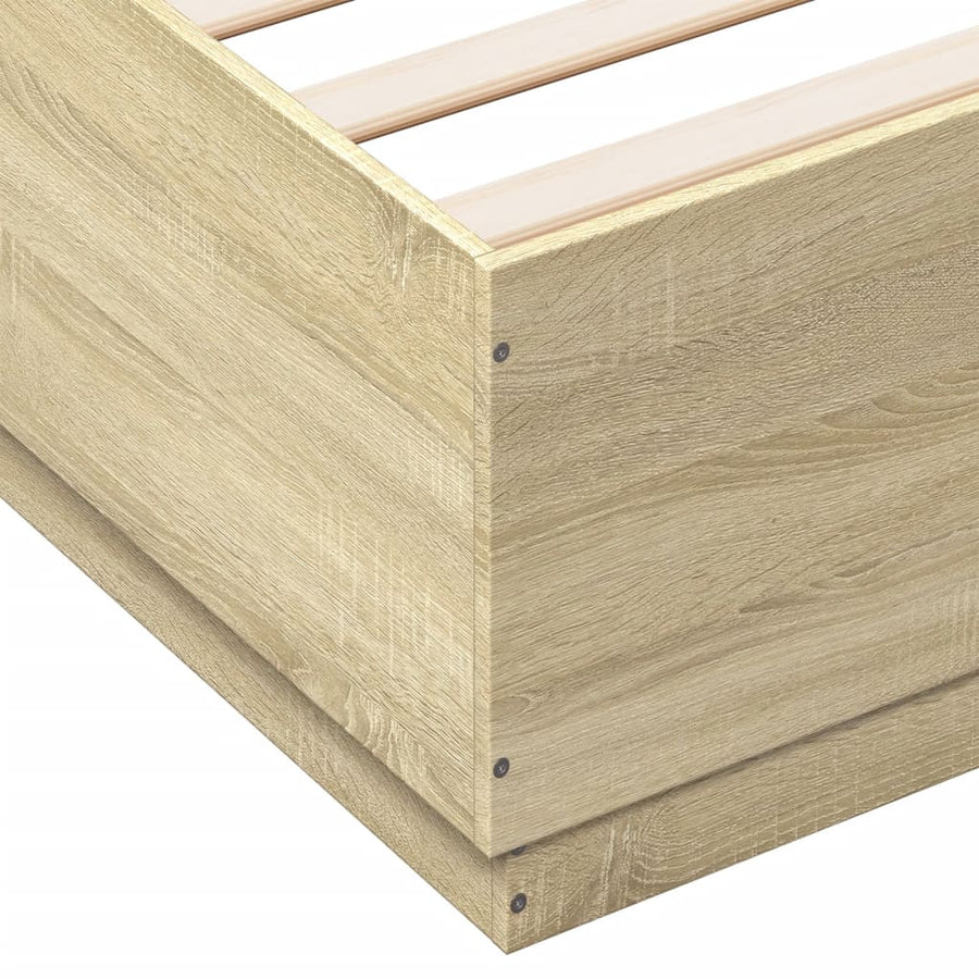Bedframe Met Led-Verlichting Sonoma Eikenkleurig 160X200 Cm Donkerbruin