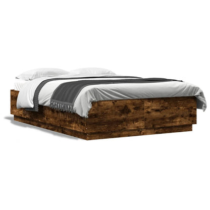 Bedframe met LED-verlichting gerookt eikenkleurig 160x200 cm