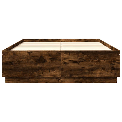 Bedframe met LED-verlichting gerookt eikenkleurig 160x200 cm