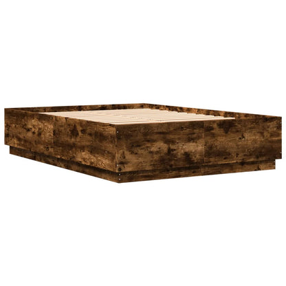 Bedframe met LED-verlichting gerookt eikenkleurig 160x200 cm