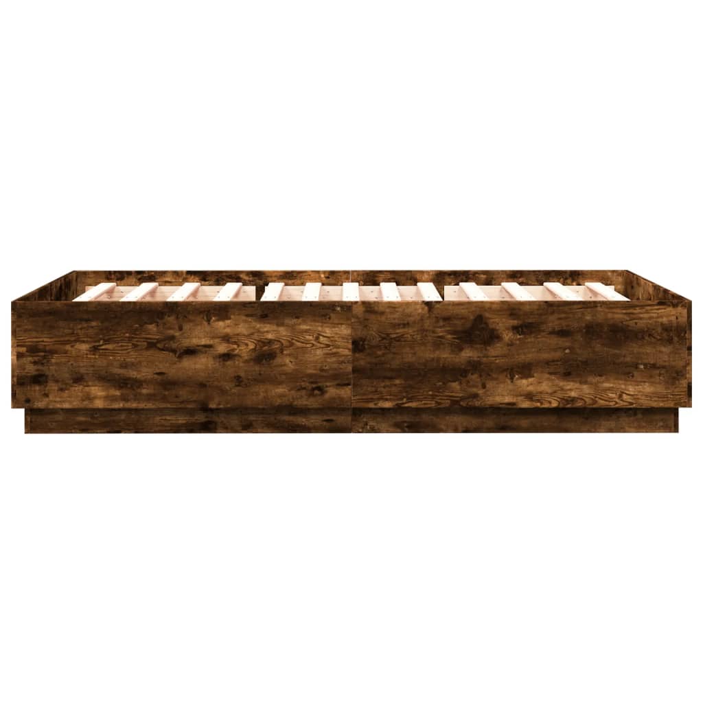 Bedframe met LED-verlichting gerookt eikenkleurig 160x200 cm