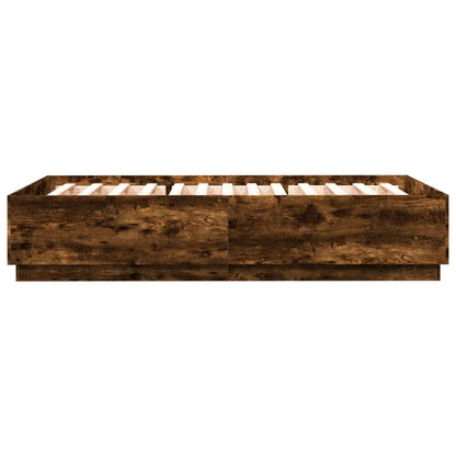 Bedframe met LED-verlichting gerookt eikenkleurig 160x200 cm