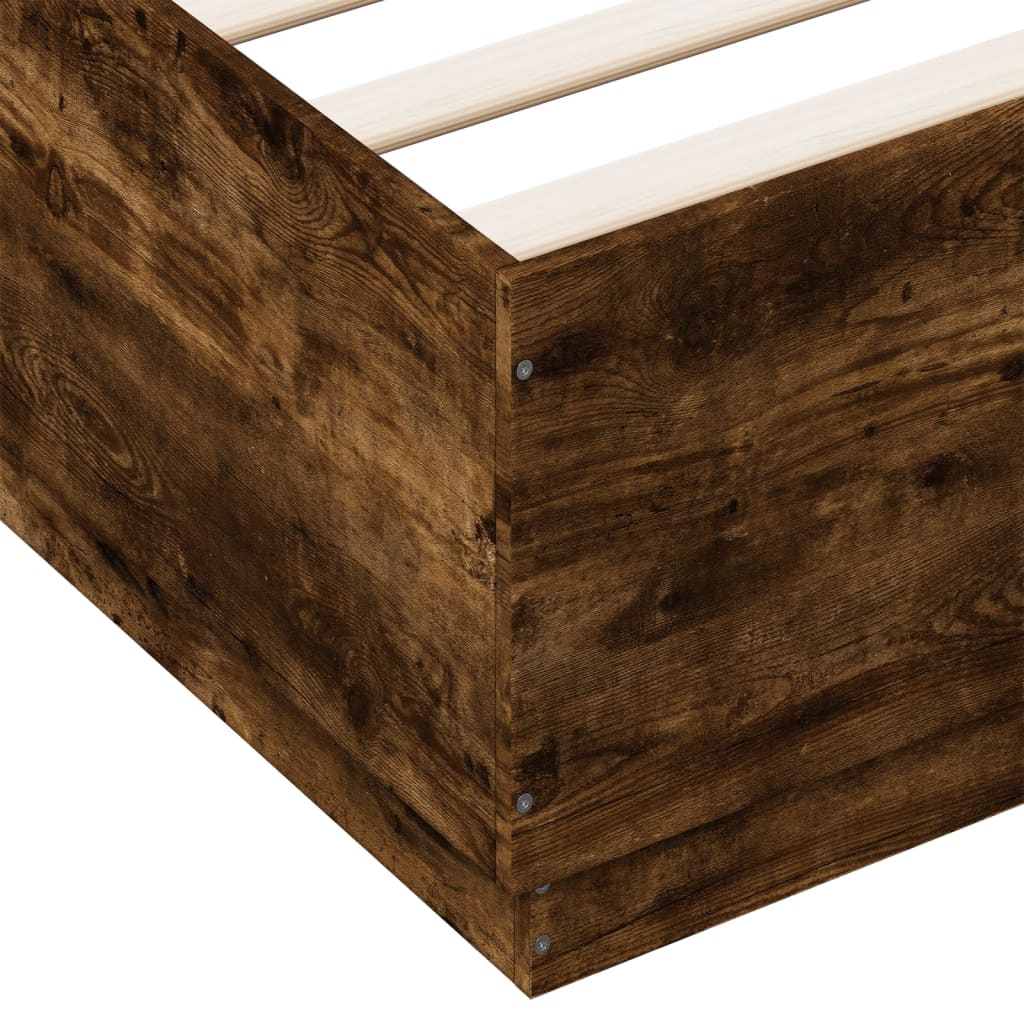 Bedframe met LED-verlichting gerookt eikenkleurig 160x200 cm