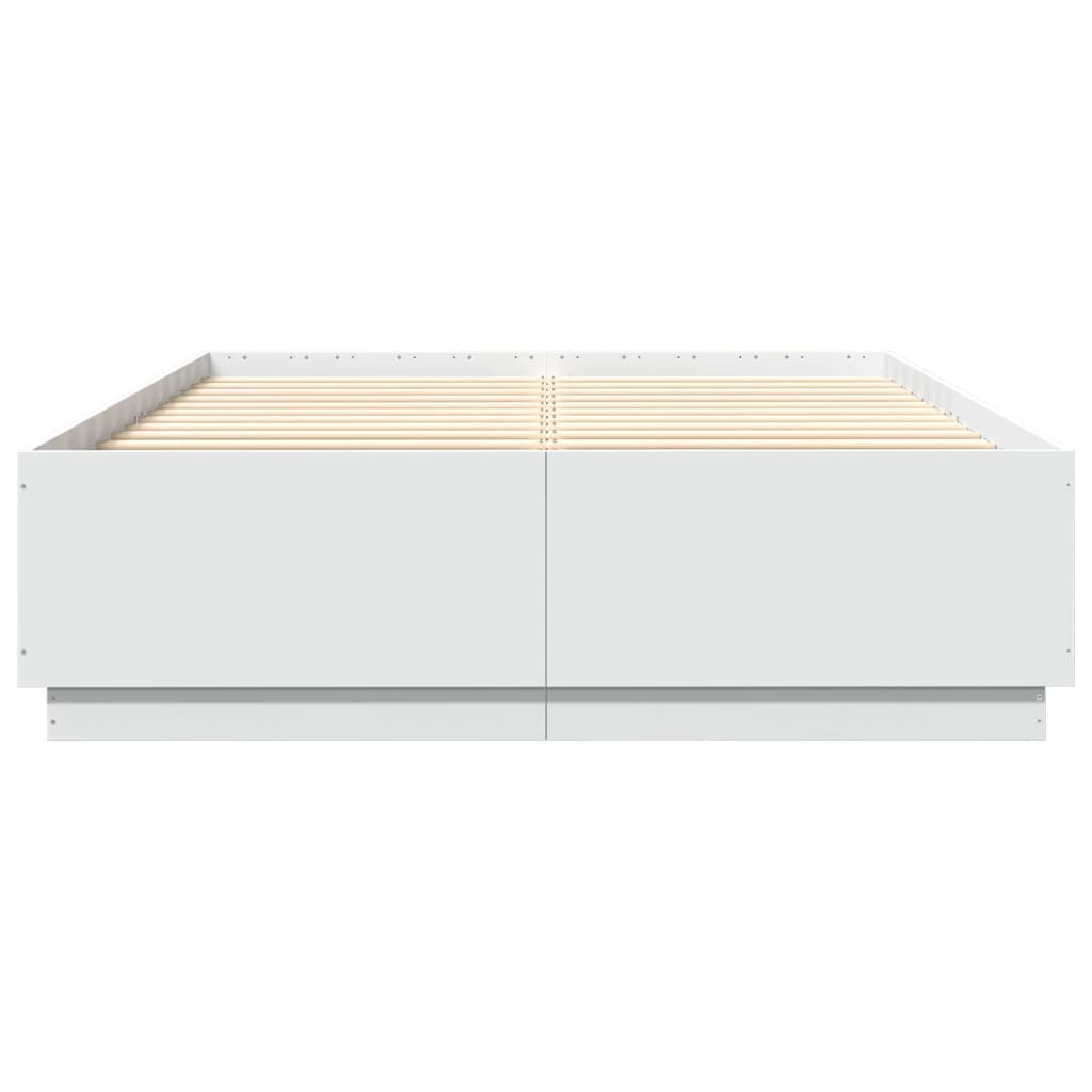 Bedframe Met Led-Verlichting Bewerkt Hout Wit 150X200 Cm