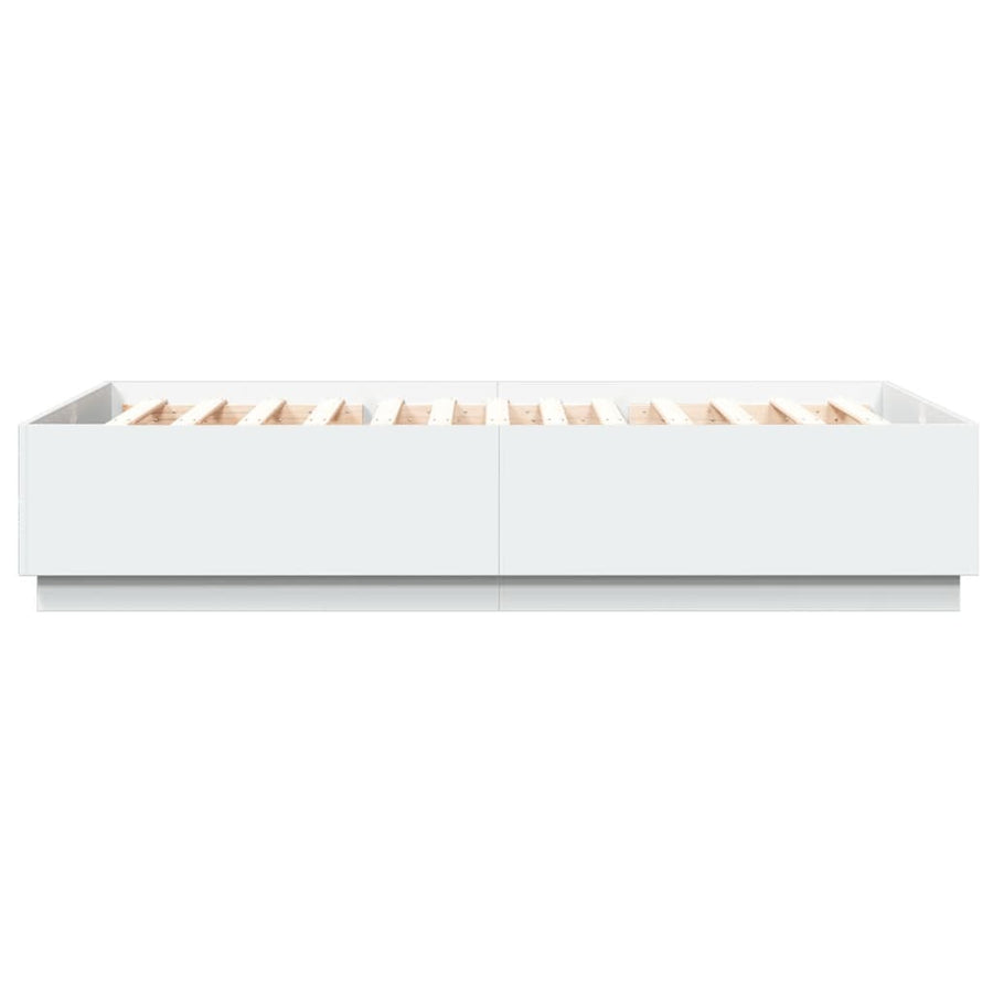Bedframe Met Led-Verlichting Bewerkt Hout Wit 150X200 Cm