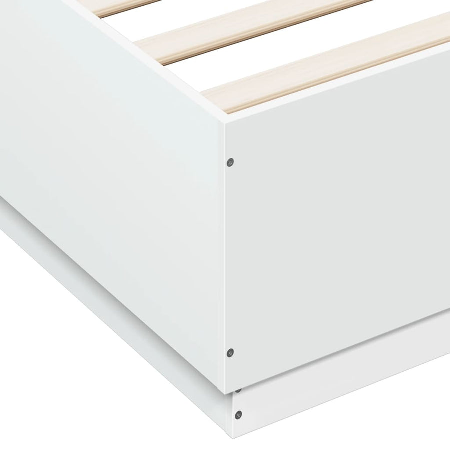 Bedframe Met Led-Verlichting Bewerkt Hout Wit 150X200 Cm