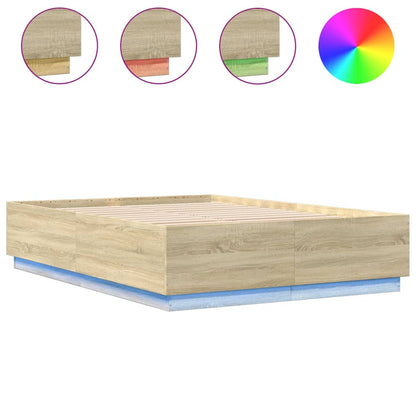 Bedframe Met Led-Verlichting Sonoma Eikenkleurig 150X200 Cm