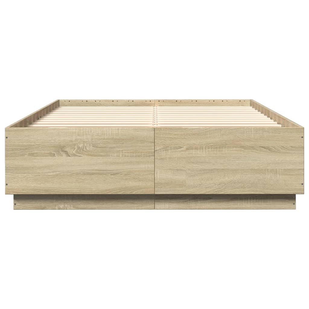 Bedframe Met Led-Verlichting Sonoma Eikenkleurig 150X200 Cm
