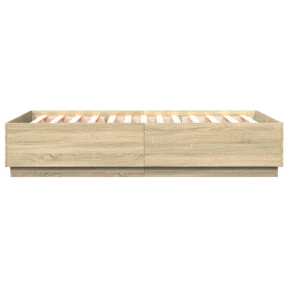 Bedframe Met Led-Verlichting Sonoma Eikenkleurig 150X200 Cm