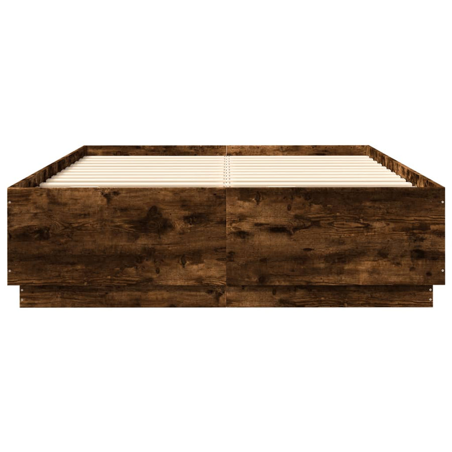 Bedframe Met Led-Verlichting Gerookt Eikenkleurig 150X200 Cm
