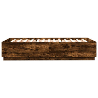 Bedframe Met Led-Verlichting Gerookt Eikenkleurig 150X200 Cm
