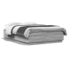 Bed frame with LED lighting grey Sonoma oak 150x200 cm