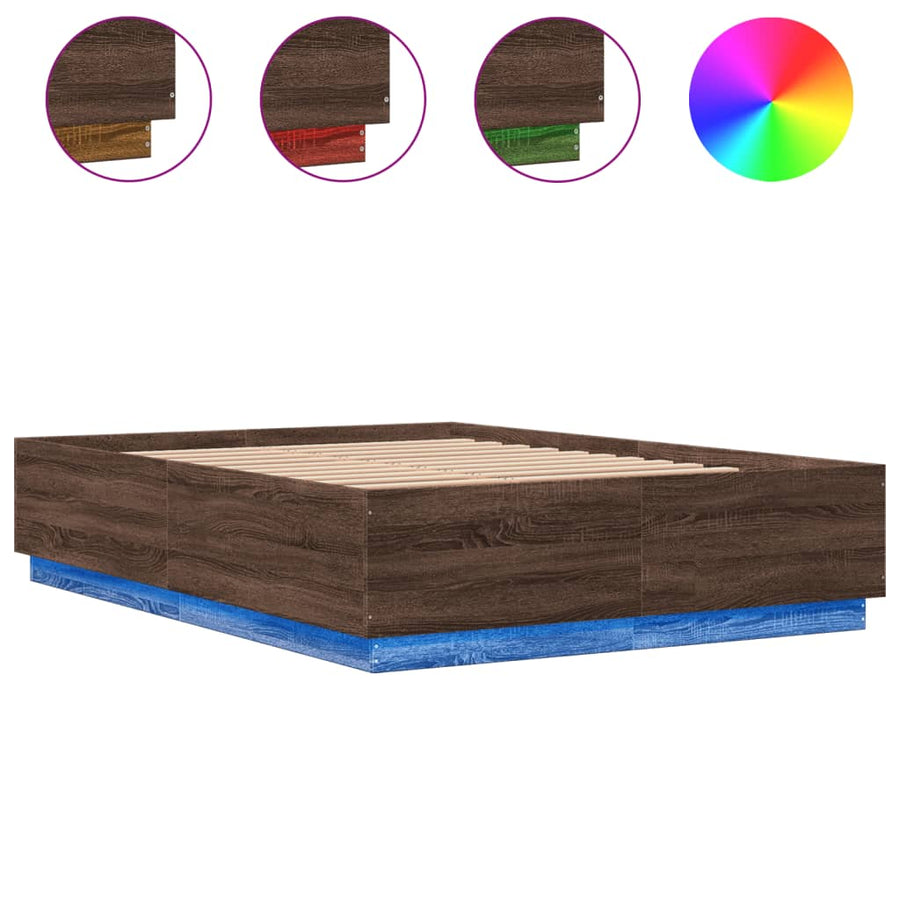 Bedframe Met Led-Verlichting Bruin Eikenkleurig 150X200 Cm