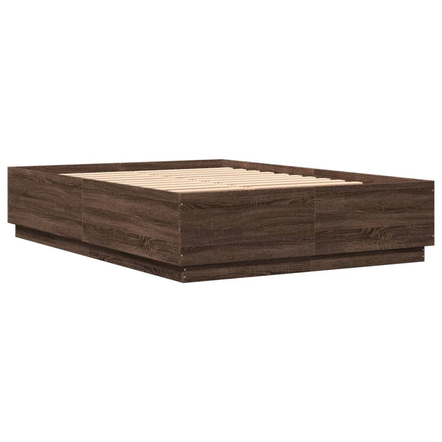Bedframe Met Led-Verlichting Bruin Eikenkleurig 150X200 Cm
