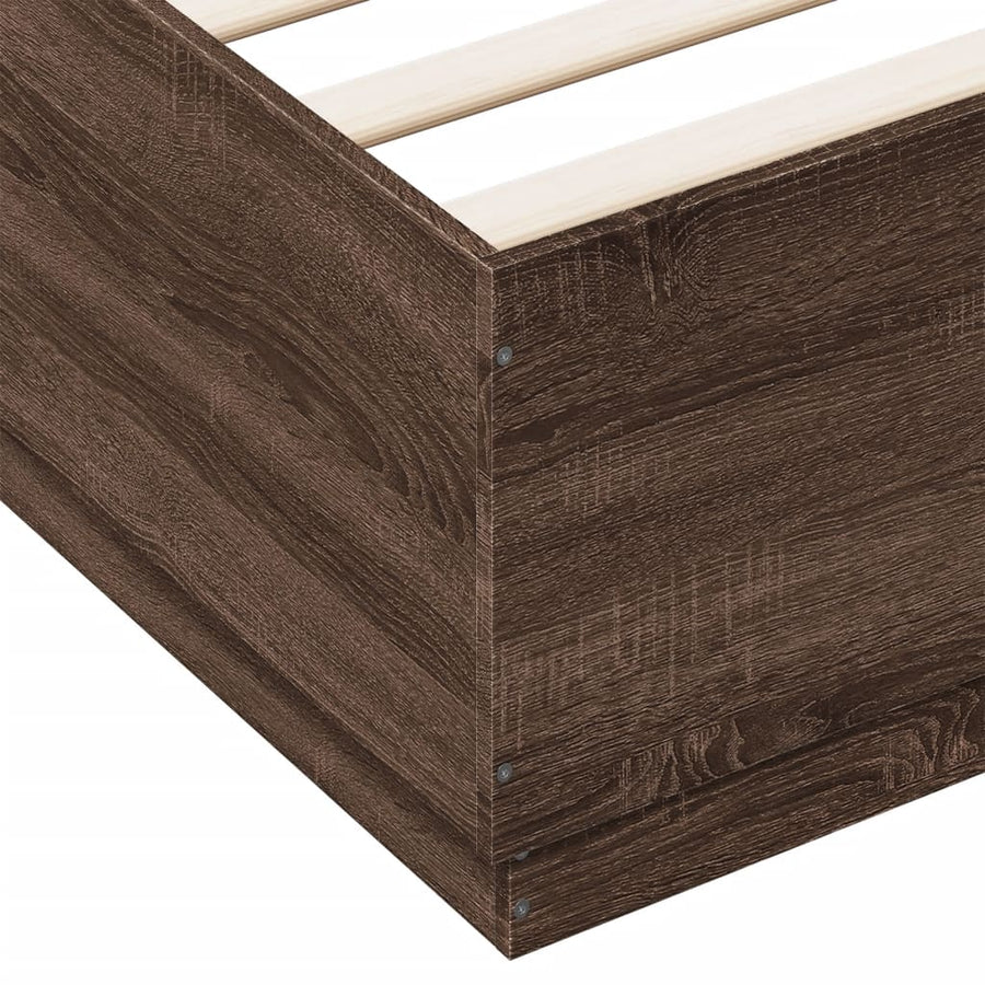 Bedframe Met Led-Verlichting Bruin Eikenkleurig 150X200 Cm