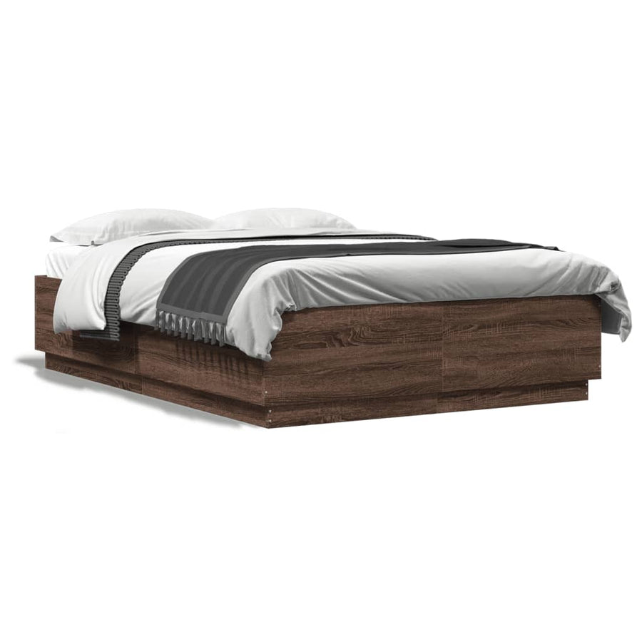 Bedframe Met Led-Verlichting Bruin Eikenkleurig 150X200 Cm