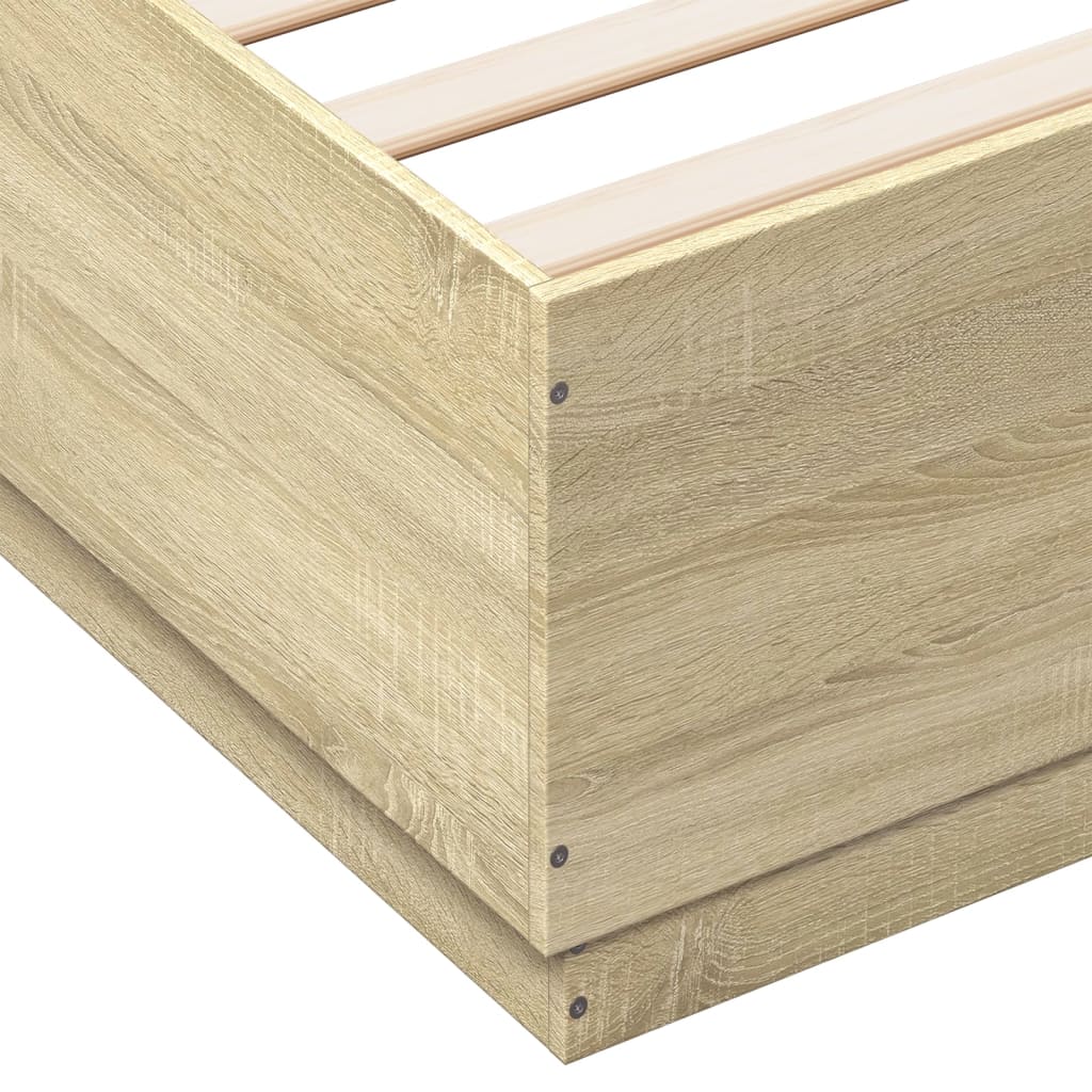 Bedframe Met Led-Verlichting Sonoma Eikenkleurig 140X200 Cm Donkerbruin