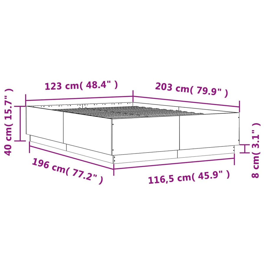 Bedframe Met Led-Verlichting Sonoma Eikenkleurig 120X200 Cm