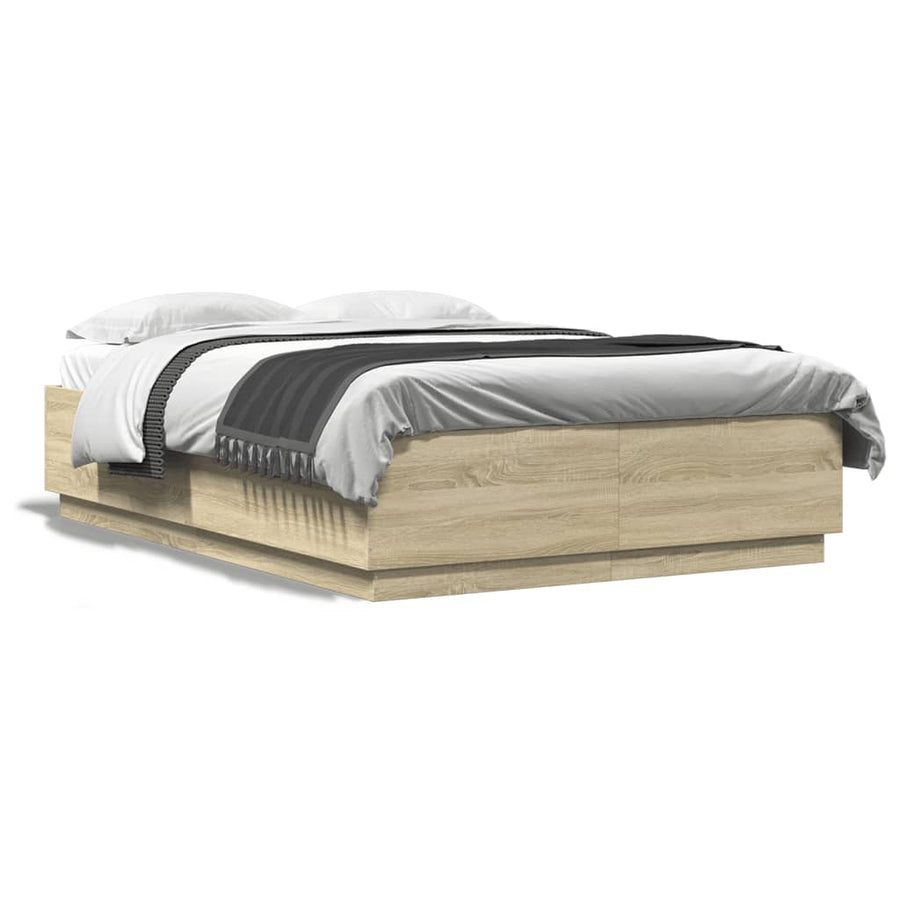 Bedframe Met Led-Verlichting Sonoma Eikenkleurig 120X200 Cm