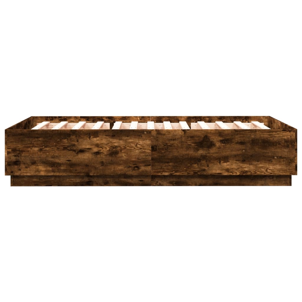 Bedframe Met Led-Verlichting Gerookt Eikenkleurig 120X200 Cm