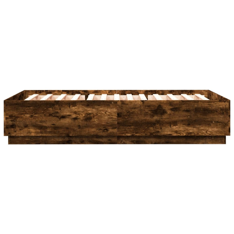 Bedframe Met Led-Verlichting Gerookt Eikenkleurig 120X200 Cm