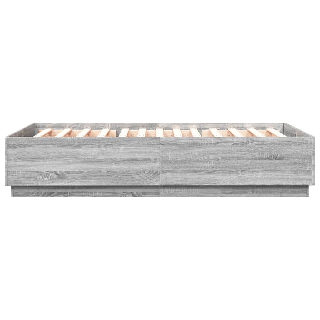 Bedframe Met Led-Verlichting Grijs Sonoma Eiken 120X200 Cm Donkerbruin