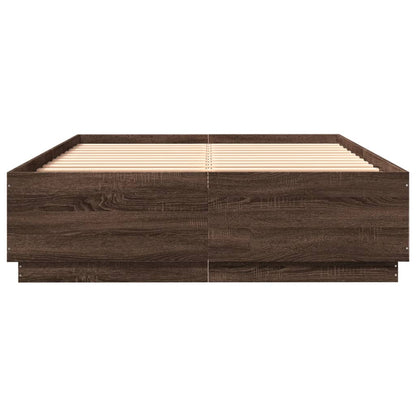 Bedframe Met Led-Verlichting Bruin Eikenkleurig 120X200 Cm Donkerbruin