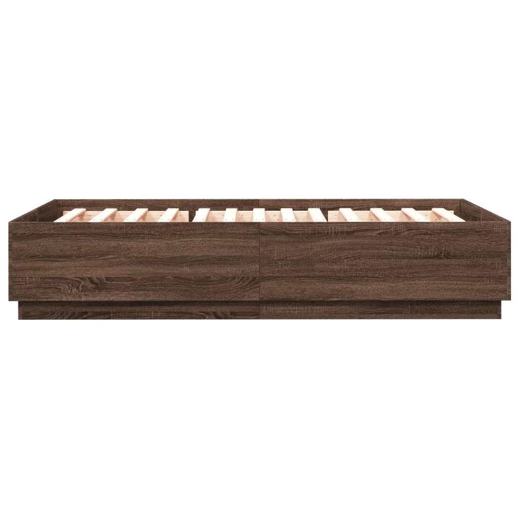 Bedframe Met Led-Verlichting Bruin Eikenkleurig 120X200 Cm Donkerbruin