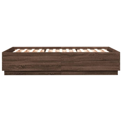 Bedframe Met Led-Verlichting Bruin Eikenkleurig 120X200 Cm Donkerbruin
