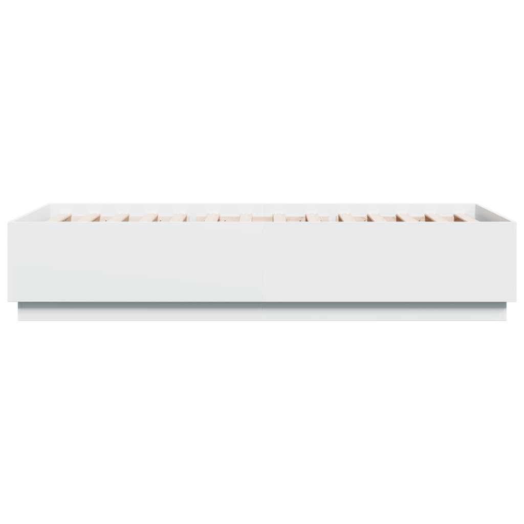 Bedframe Met Led-Verlichting Bewerkt Hout Wit 100X200 Cm