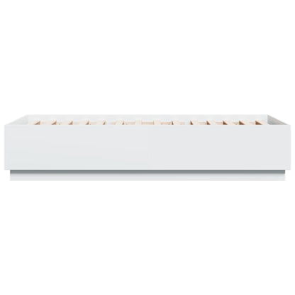 Bedframe Met Led-Verlichting Bewerkt Hout Wit 100X200 Cm