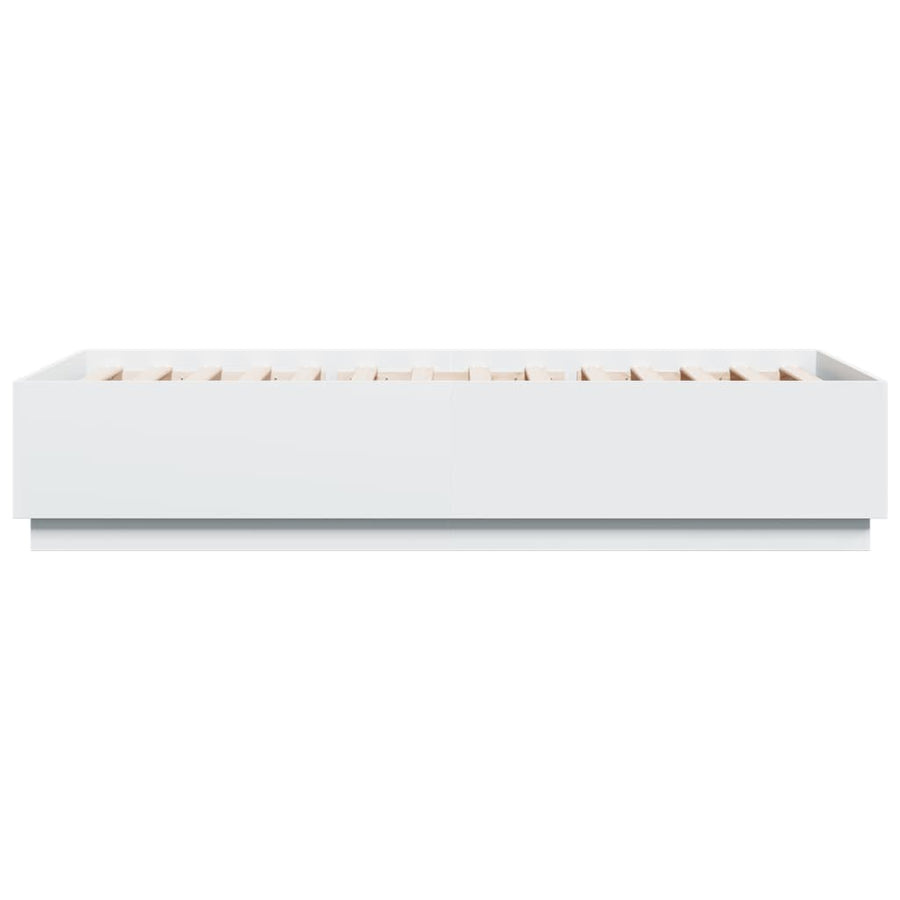 Bedframe Met Led-Verlichting Bewerkt Hout Wit 100X200 Cm