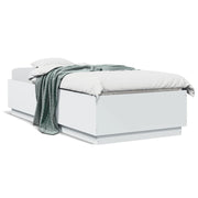 Bedframe 100x200 cm bewerkt hout wit met LED