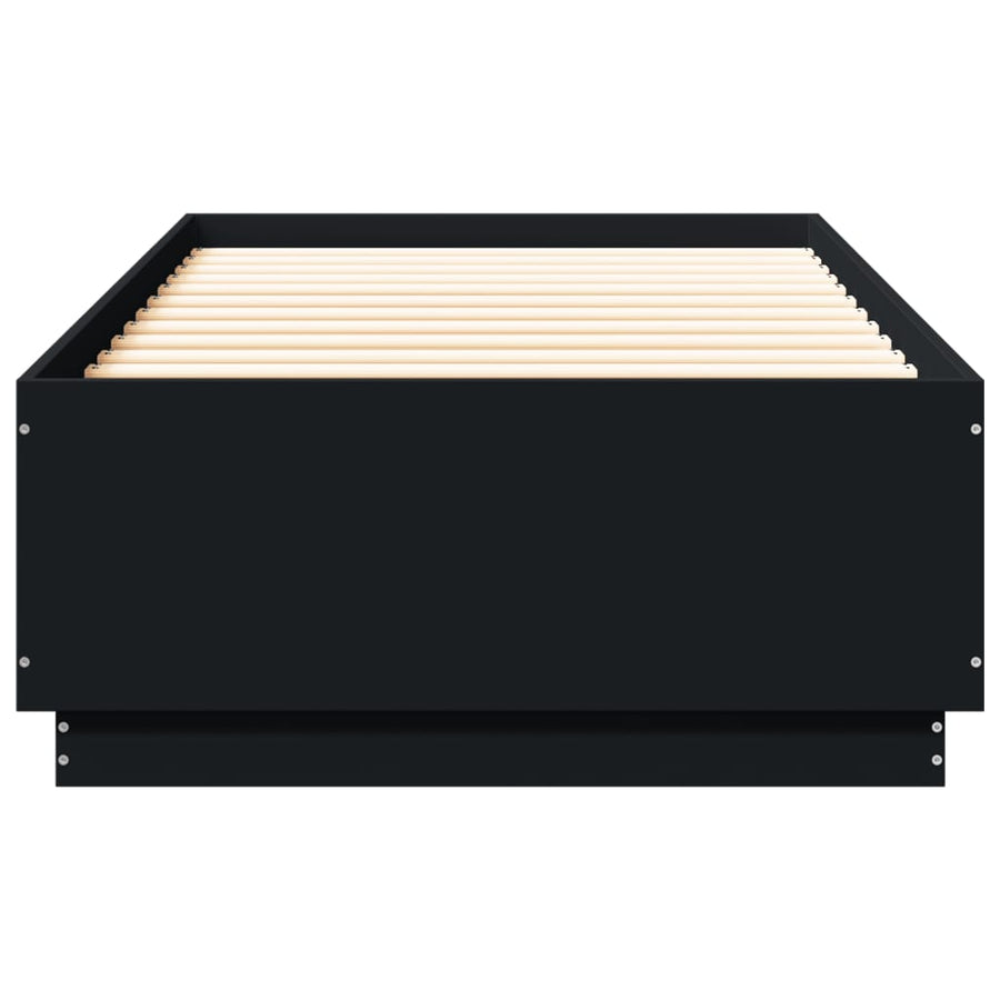 Bedframe Met Led-Verlichting Bewerkt Hou Zwart 100X200 Cm Donkerbruin