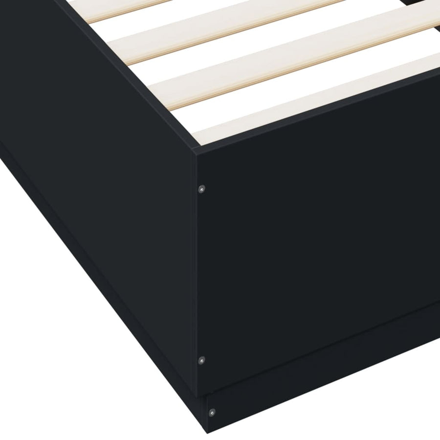 Bedframe Met Led-Verlichting Bewerkt Hou Zwart 100X200 Cm Donkerbruin