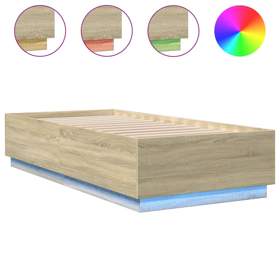 Bedframe Met Led-Verlichting Sonoma Eikenkleurig 100X200 Cm