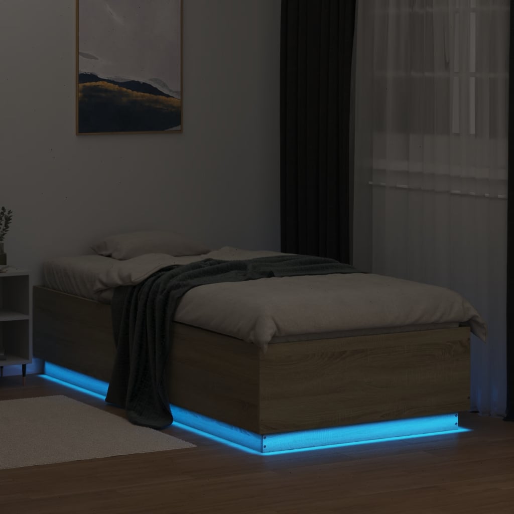 Bedframe Met Led-Verlichting Sonoma Eikenkleurig 100X200 Cm