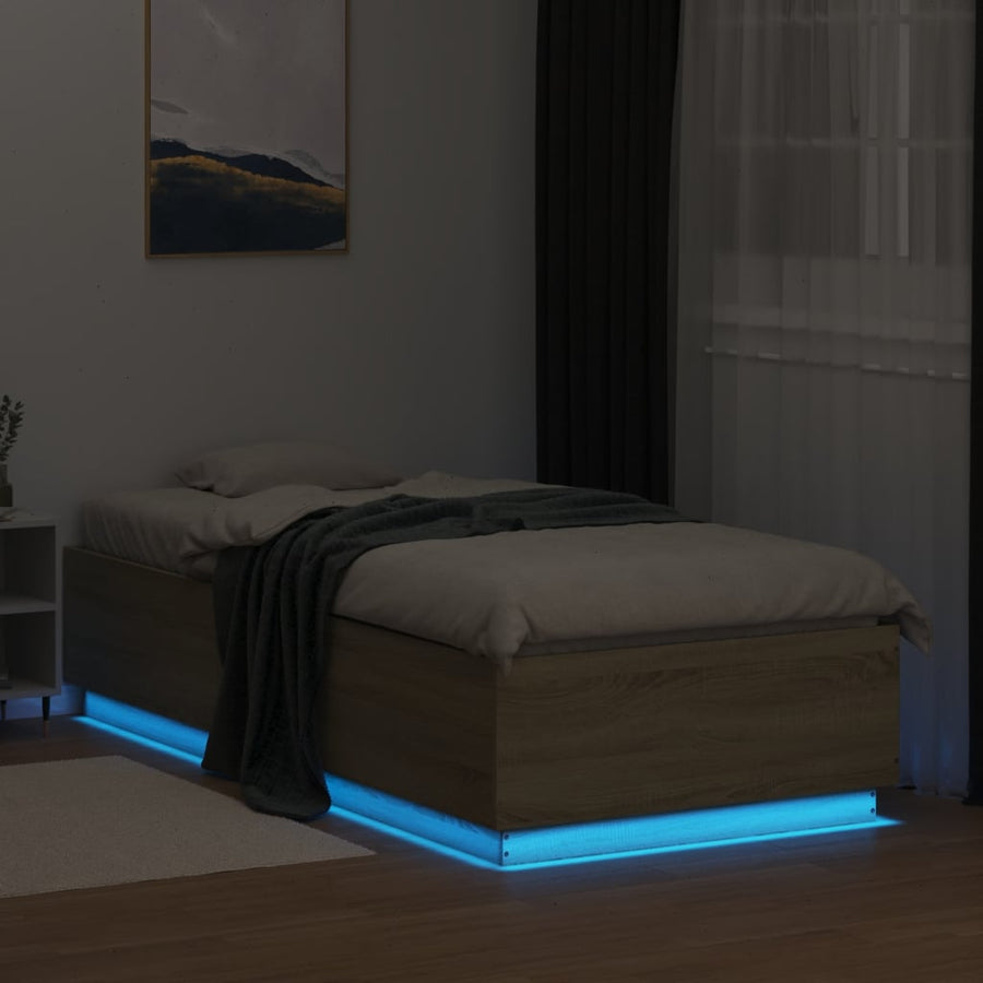 Bedframe Met Led-Verlichting Sonoma Eikenkleurig 100X200 Cm