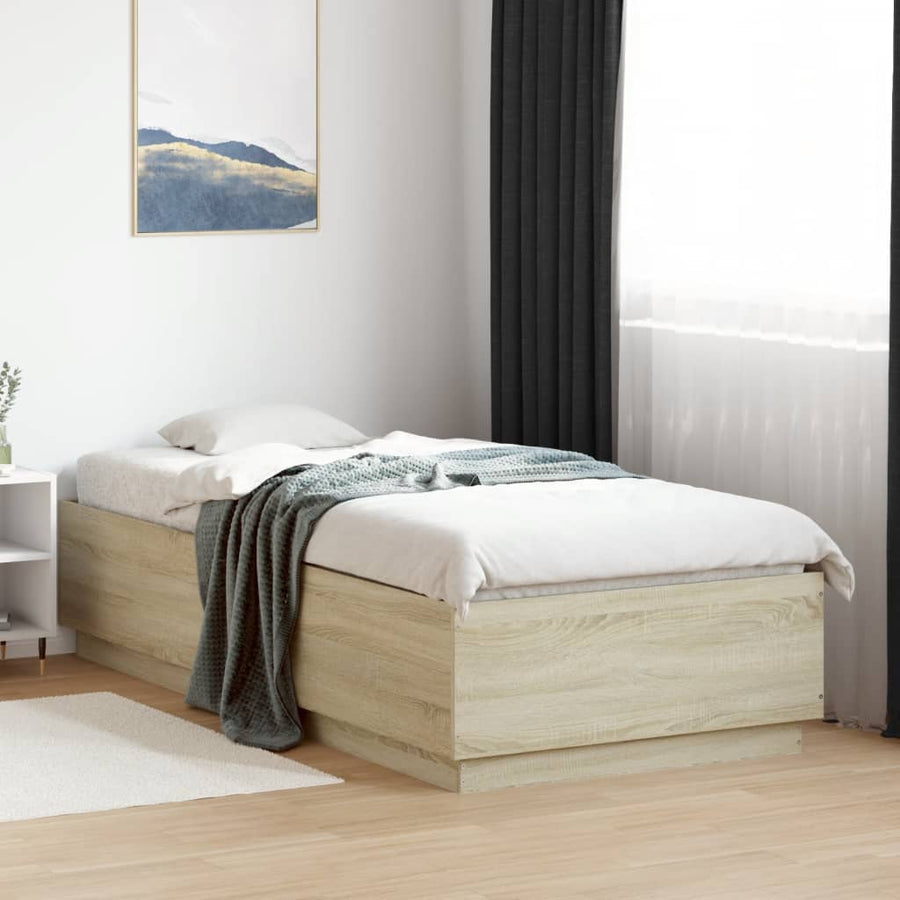 Bedframe Met Led-Verlichting Sonoma Eikenkleurig 100X200 Cm