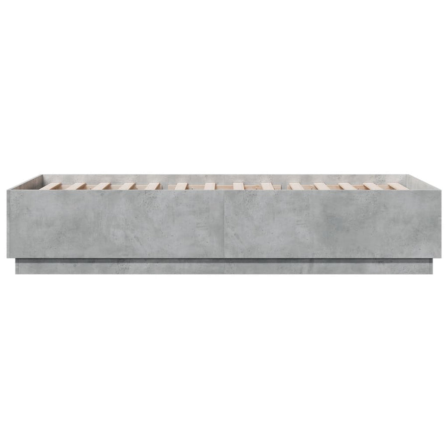 Bedframe Met Led-Verlichting Bewerkt Hout Betongrijs 100X200 Cm Donkerbruin