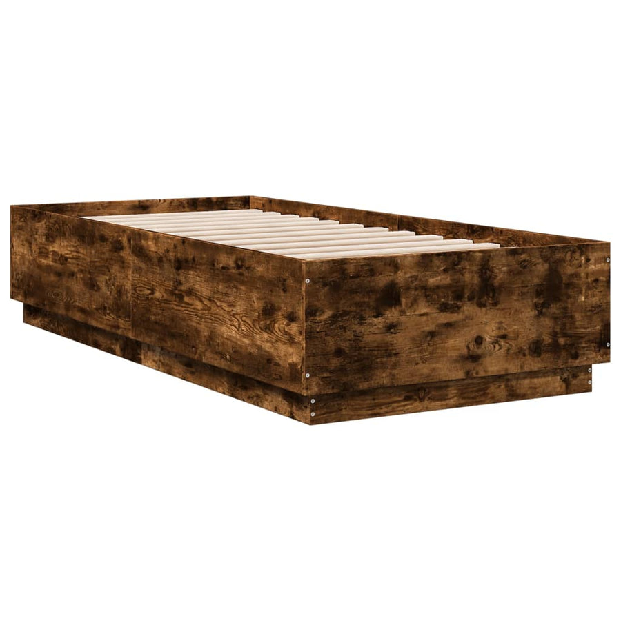Bedframe Met Led-Verlichting Gerookt Eikenkleurig 100X200 Cm