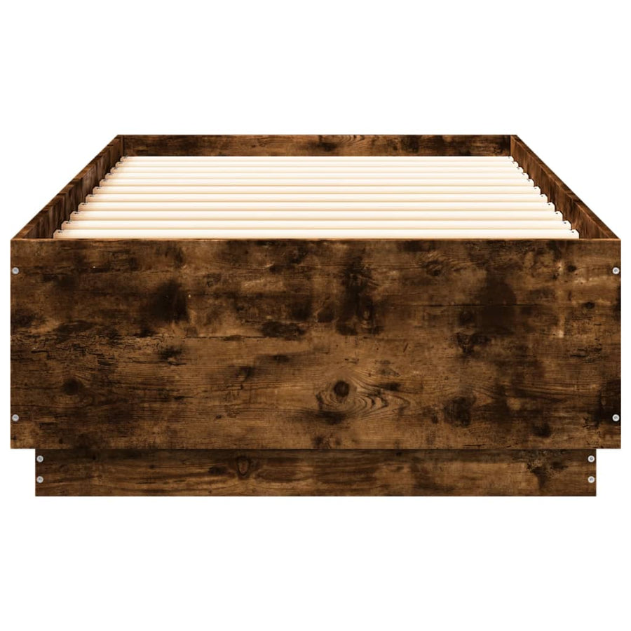 Bedframe Met Led-Verlichting Gerookt Eikenkleurig 100X200 Cm