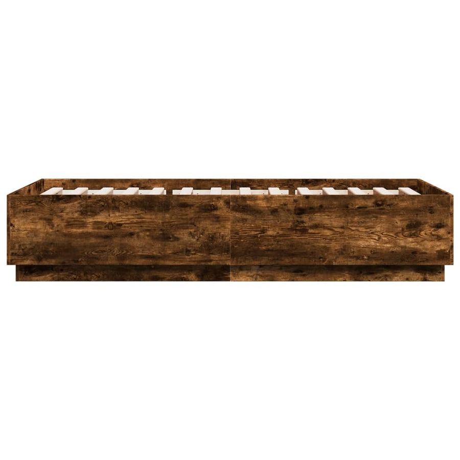 Bedframe Met Led-Verlichting Gerookt Eikenkleurig 100X200 Cm